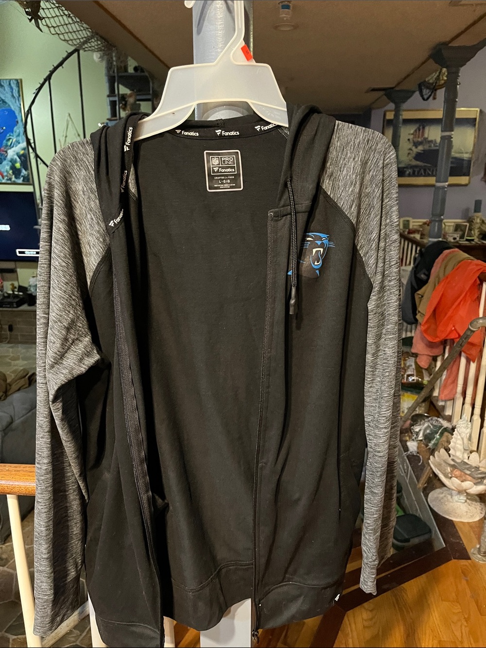 Fanatics Black and Gray Carolina Panthers Lightweight Zip Jacket